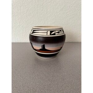 Navajo Cedar Mesa Naatsilid Pottery Vase – Hand Painted & Signed – Southwest